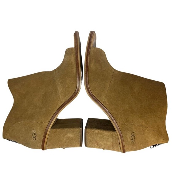 UGG Ginger Booties Open Toe Brown Suede with Suede heel Womens Size‎ 9.5 - Picture 2 of 9